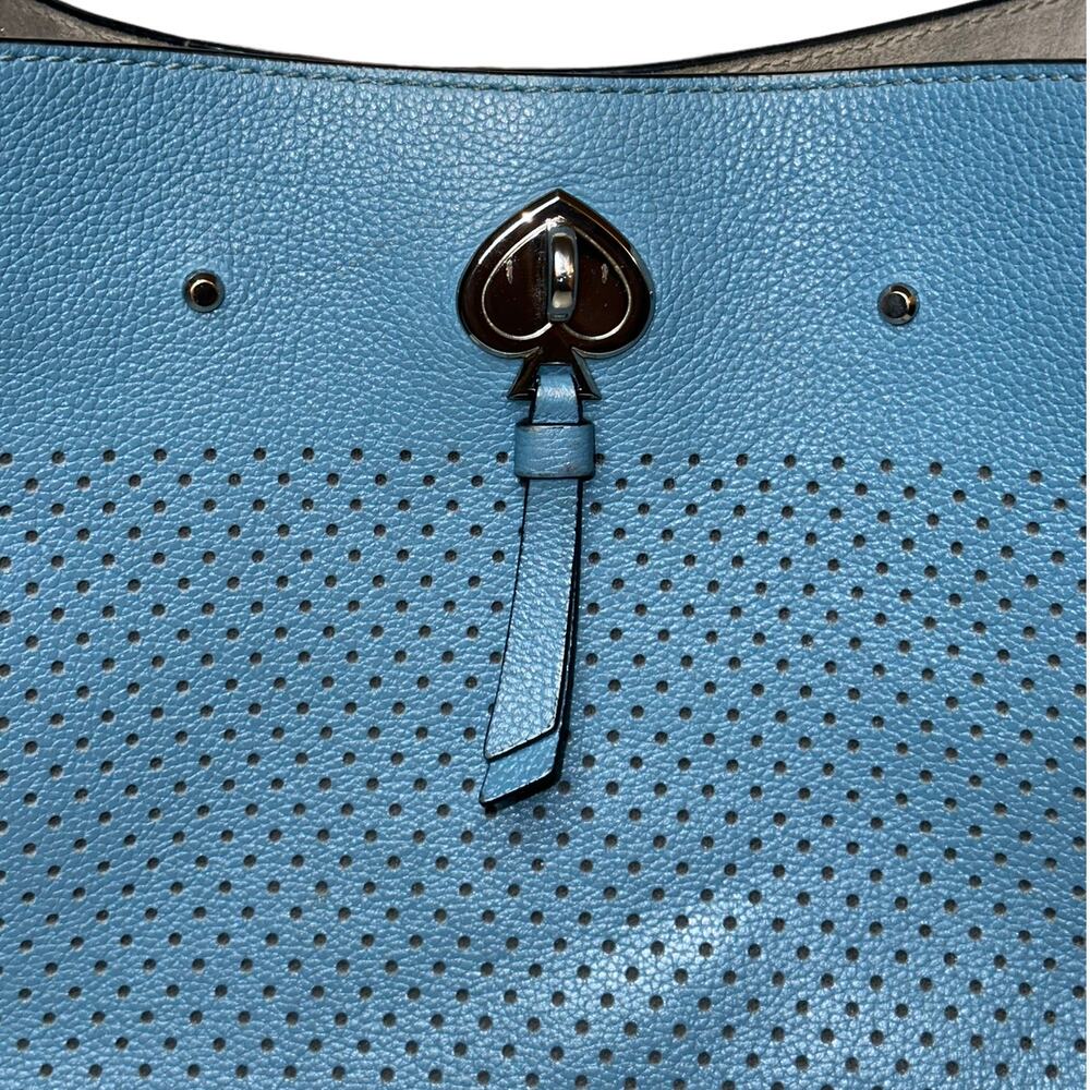Kate Spade Bucket Marble Pebble Leather Niagara Blue Satchel Crossbody Purse Bag - Picture 8 of 16